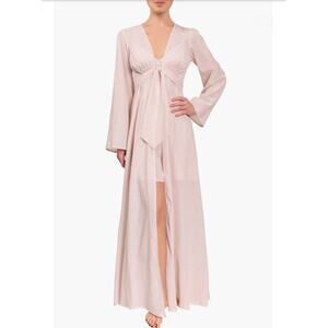 Everyday Ritual Diana Robe Wheat Pink XXL Size 20 Crinkle Cotton Long Maxi NWOT